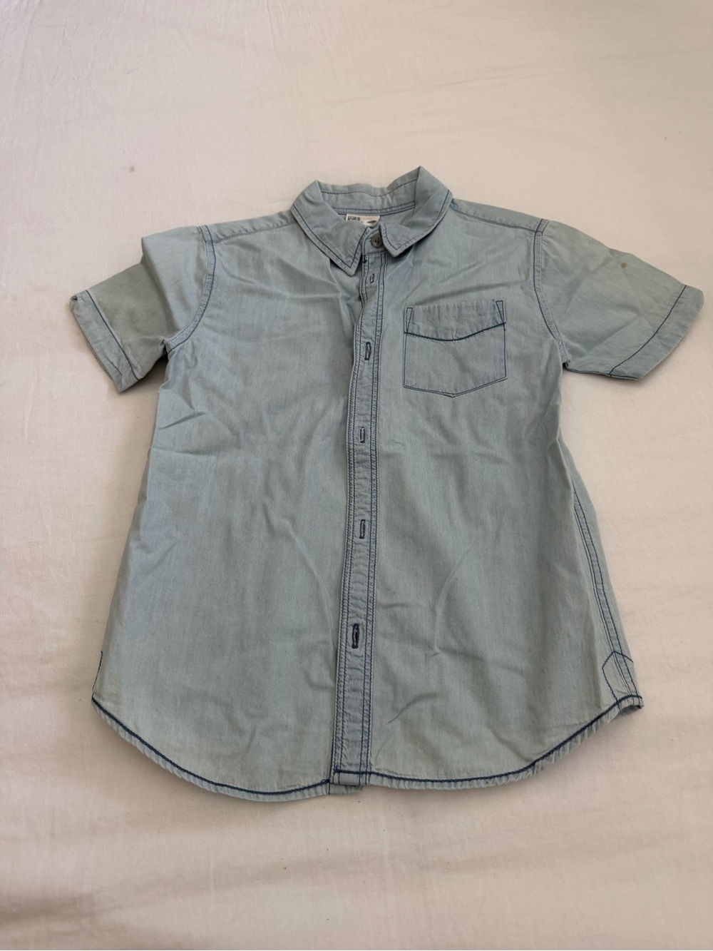 Light Chambray Short-Sleeve Button-Down Shirt for Kids